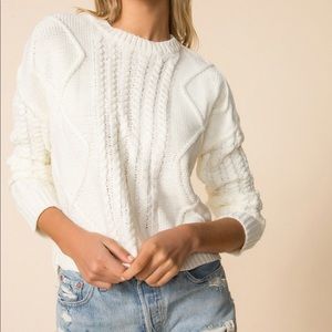 NEW Superdown Reese Cable Knit Crew Neck Sweater Sz M